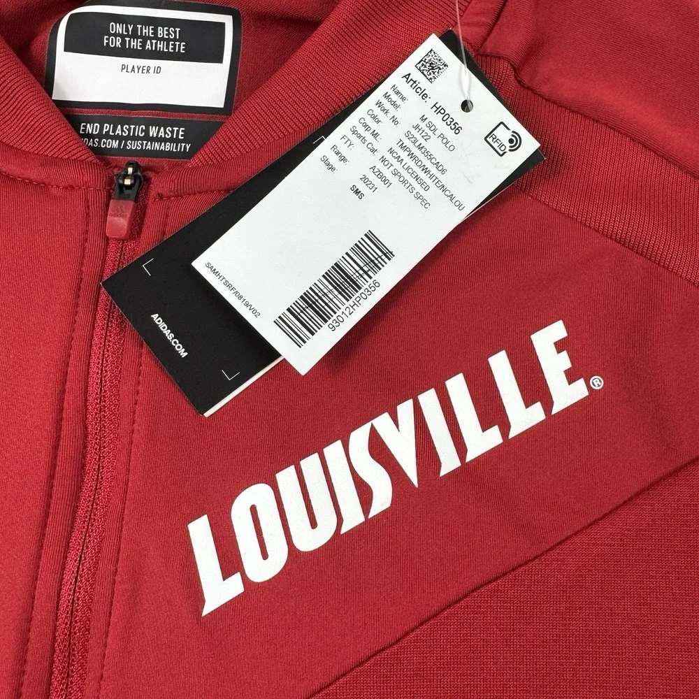 NWT Adidas Louisville Cardinals S/S Coaches 1/4 Zip Sideline Polo Shirt Mens M
